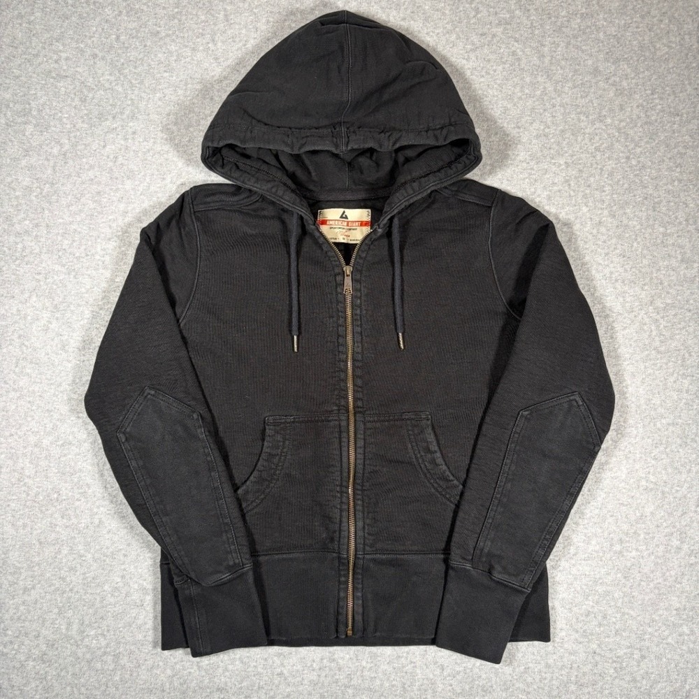 American Giant Hoodie Women's Medium Black Full Zip USA Made Cotton Heavyweight